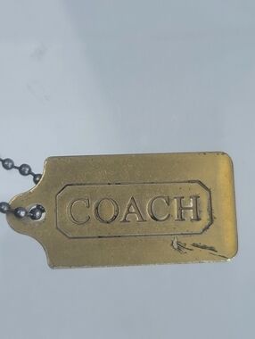 Coach Vintage Antique Brass-Tone Metal Key Chain Tag Fob Charm Hang Tag